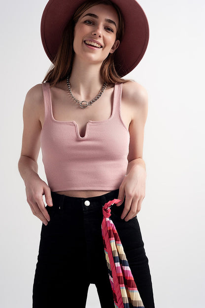 Rib crop top in pink blush