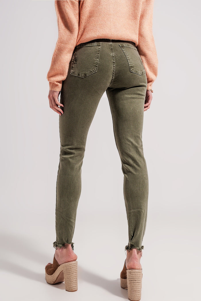 Ripped skinny jean in green - Coloured Jeans