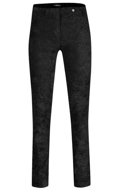 Robell 51673-54451-90 Rose Full Length (78cm) Super Slim Suede Trousers - Black (90) - Dotique