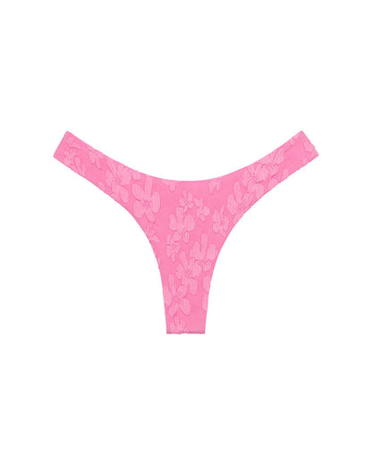 Off-model front view of the LSPACE hottest pink Rocky Bikini Bottom.