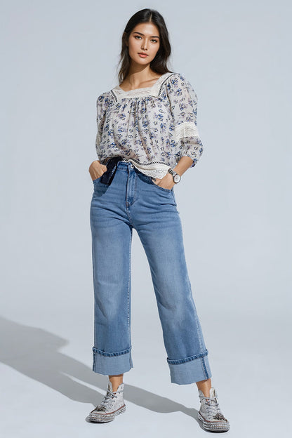 romantic blouse with flowers and lace detail - Shirts