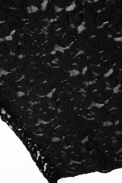 Romantic Lace T-shirt With Cap Sleeves in Black