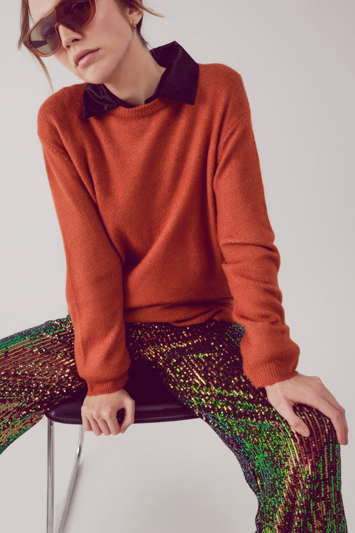 round neck oversized jumper dress in orange