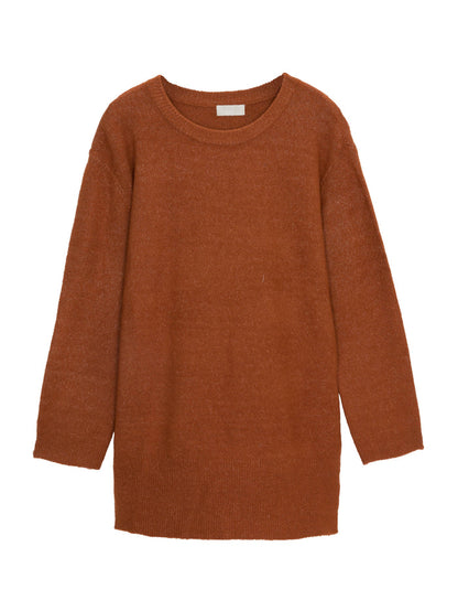 round neck oversized jumper dress in orange