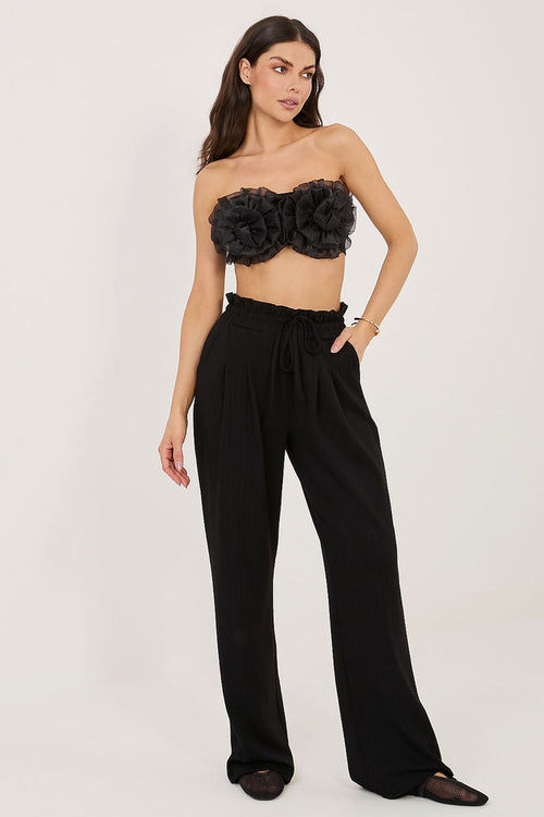 Rue Paris Black Tracksuit Trousers for Women black - Pants