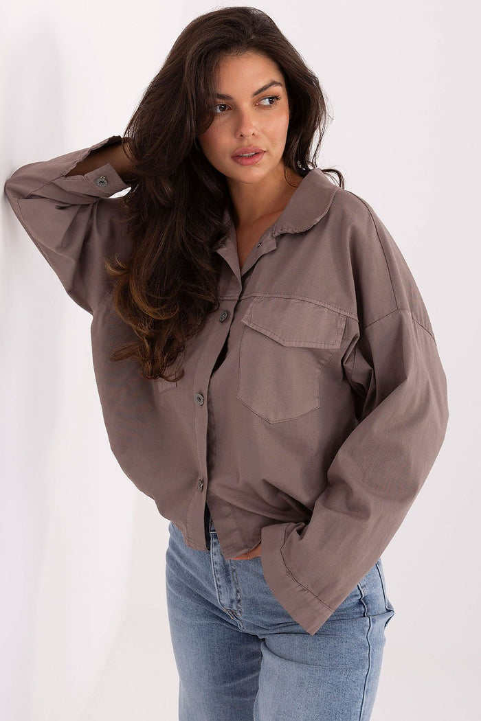 Rue Paris Casual Oversized Long Sleeve Shirt - Shirts