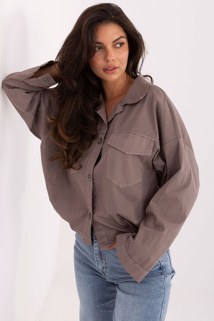 Rue Paris Casual Oversized Long Sleeve Shirt - Shirts