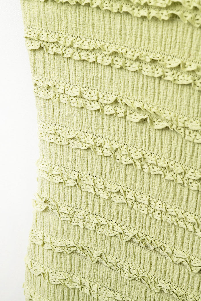 Ruffle Maxi Dress With Slit in Green color - dress