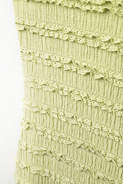 Ruffle Maxi Dress With Slit in Green color - dress