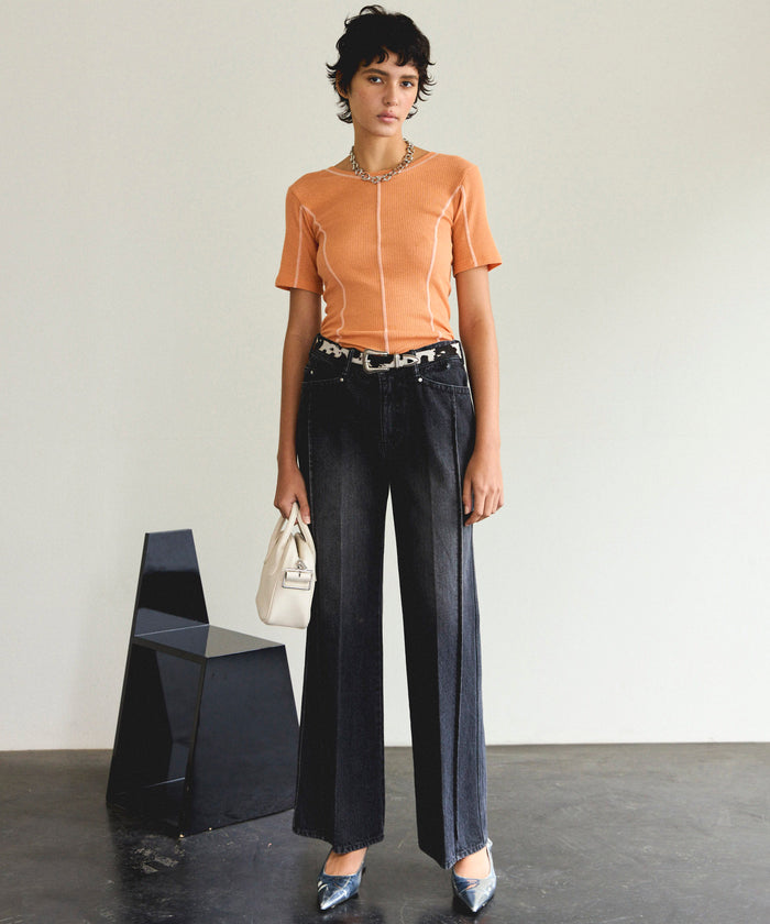 【SALE】Bicolor Stitch Rib T-shirt