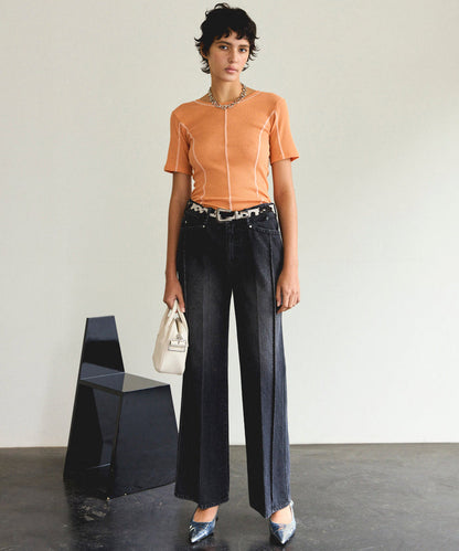 【SALE】Bicolor Stitch Rib T-shirt