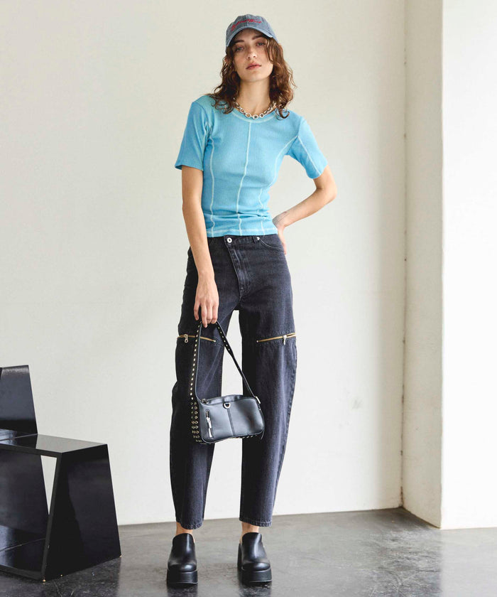 【SALE】Bicolor Stitch Rib T-shirt