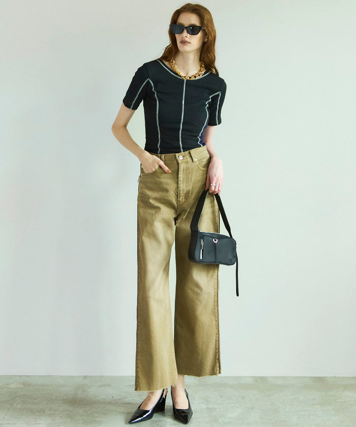 【SALE】Bicolor Stitch Rib T-shirt