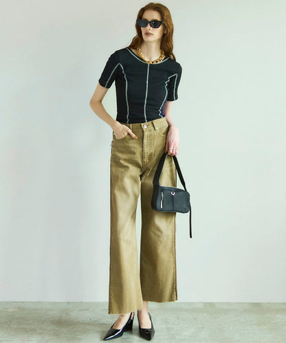 【SALE】Bicolor Stitch Rib T-shirt