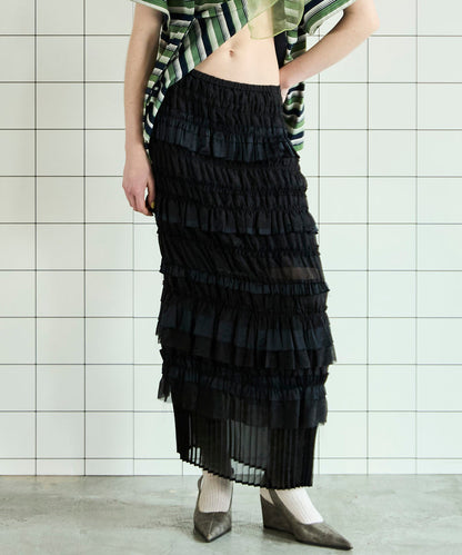 【SALE】Tiered Frill Long Tight Skirt