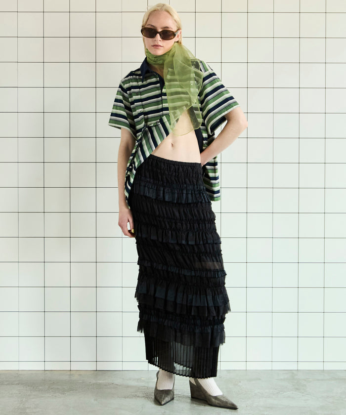 【SALE】Tiered Frill Long Tight Skirt