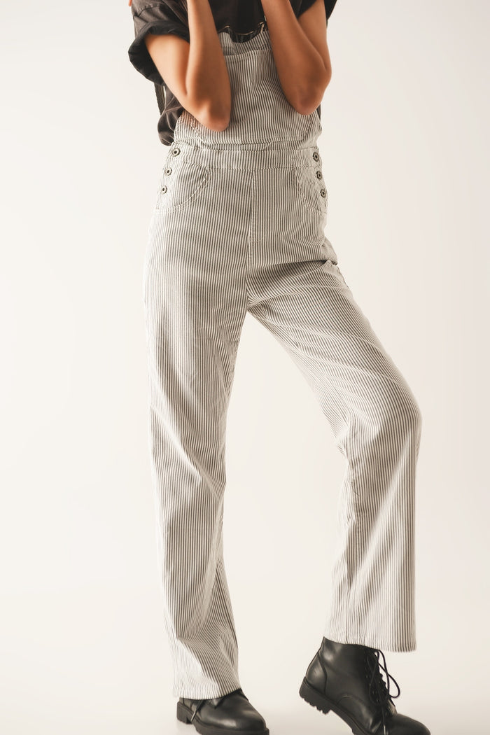 Salopette jumpsuit in grey stripes