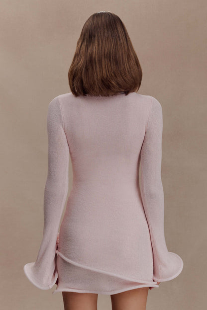 Samira Knit Long Sleeve Mini Dress - Misty Rose
