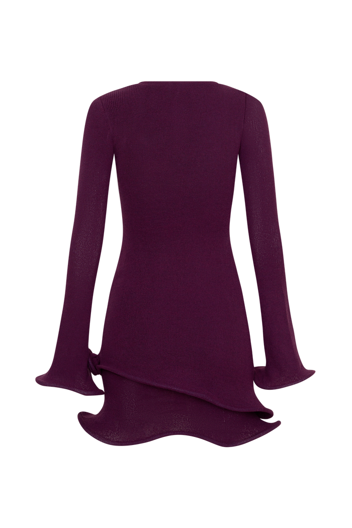 Samira Knit Long Sleeve Mini Dress - Plum