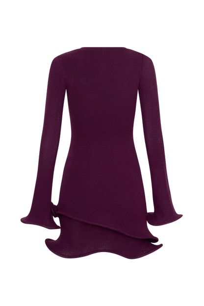 Samira Knit Long Sleeve Mini Dress - Plum
