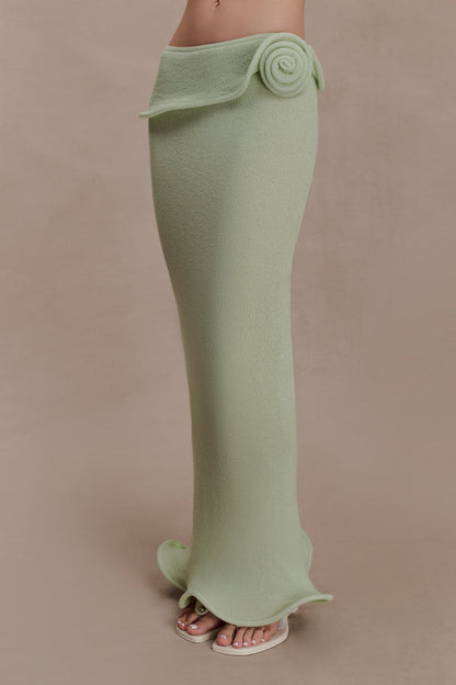 Samira Knit Wired Maxi Skirt - Pastel Green