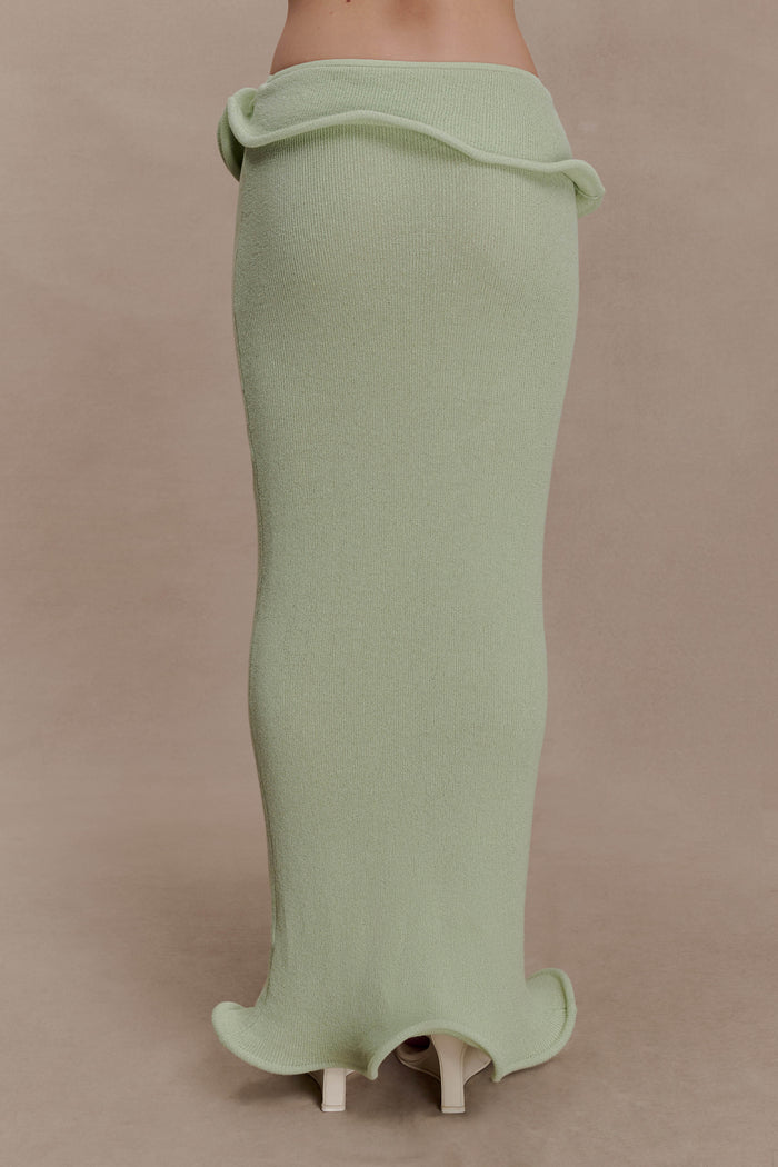 Samira Knit Wired Maxi Skirt - Pastel Green