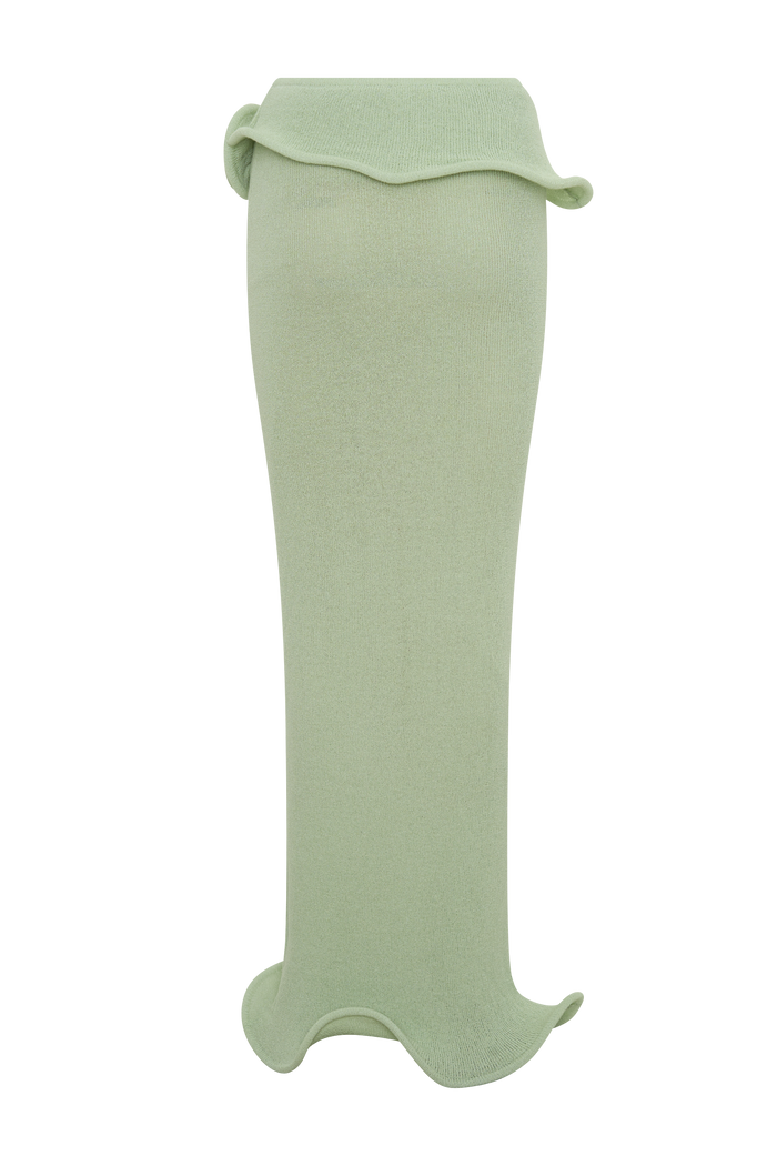 Samira Knit Wired Maxi Skirt - Pastel Green