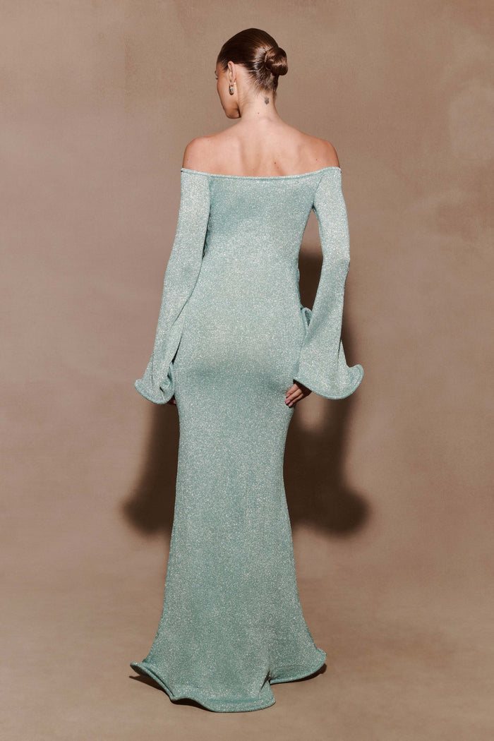Sandrine Lurex Knit Maxi Dress - Aqua