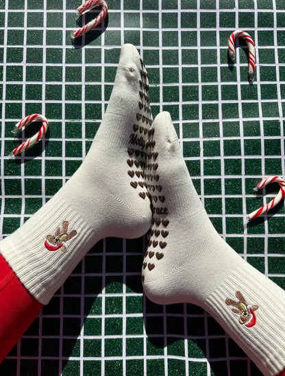 adorable cream grip socks