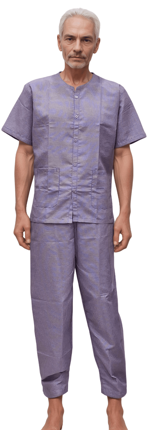 Sapphire Checks Patient Dress – Comfortable & Practical Hospital Wear - J R GARMENTS