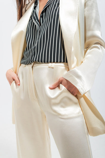 Satin blazer in cream