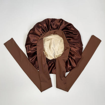 Satin Bonnet + African Exfoliating Net Sponge Set, Sleep Cap Hair Care Bonnet for Curly Hair