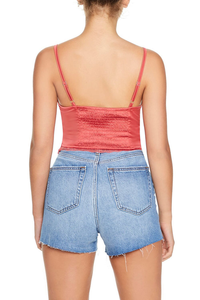 Satin Lace-Up Bustier Cami
