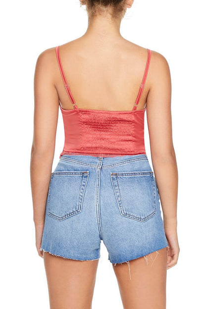 Satin Lace-Up Bustier Cami
