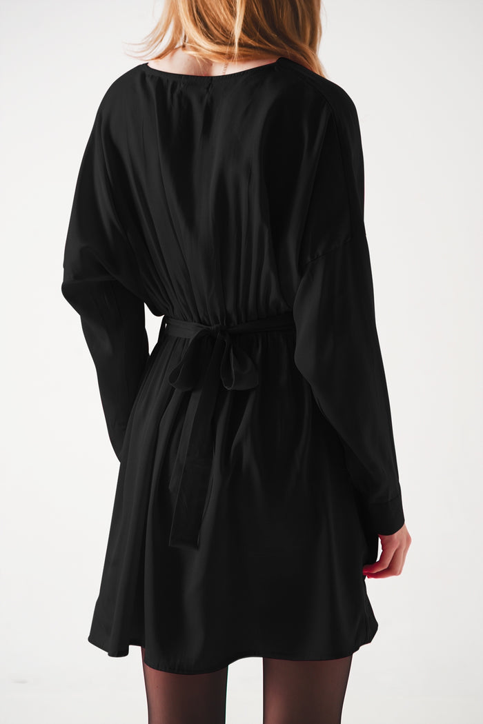 Satin mini dress in black - dress