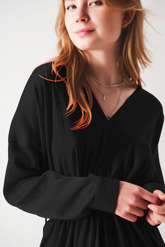 Satin mini dress in black - dress