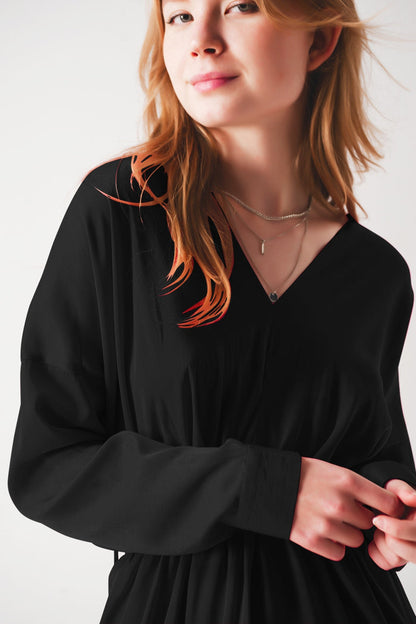 Satin mini dress in black - dress