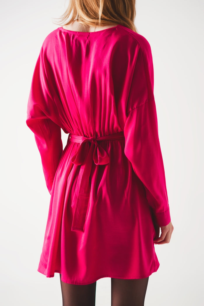 Satin mini dress in red - dress