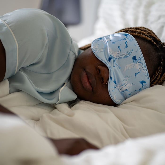 Satin Sleep Mask - Cranes Print - Satin Sleep Mask