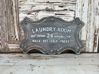 Scalloped Metal Laundry Sign