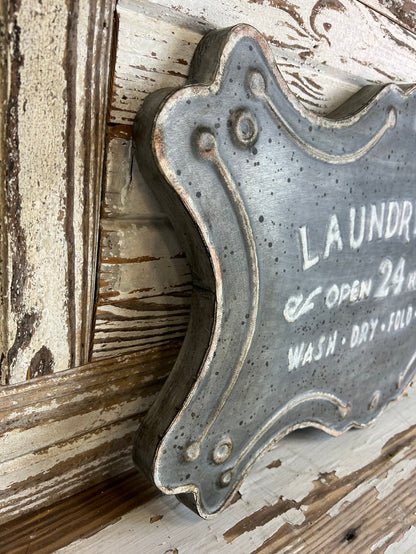 Scalloped Metal Laundry Sign