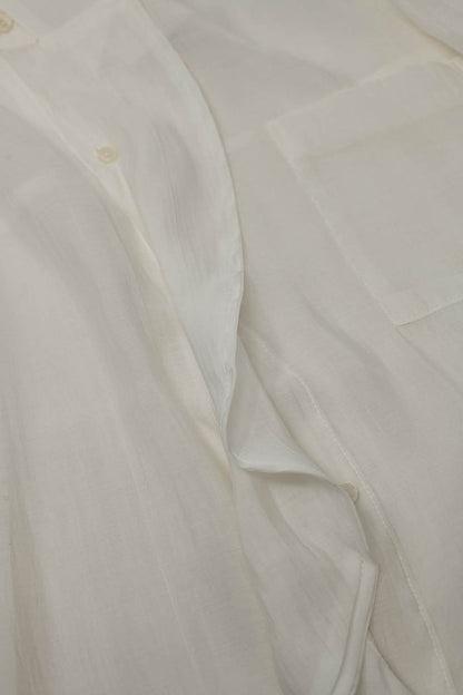 Semi Sheer White Blouse With Ruffle Detail Down The Front - Shirts