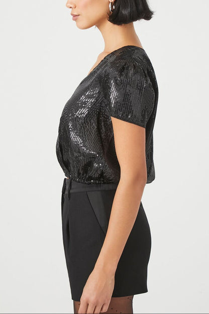 Sequin Surplice Crop Top