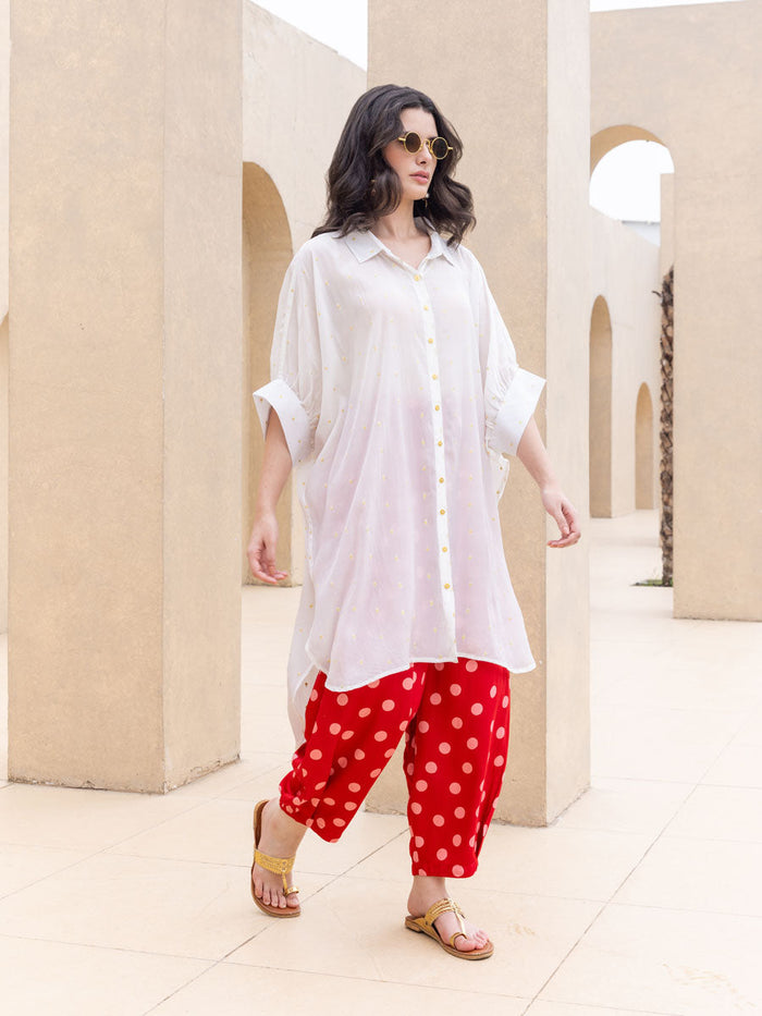 Set of 2 - Noorani Oversized Long Shirt & Salwar Set - Pinklay
