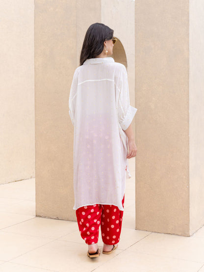Set of 2 - Noorani Oversized Long Shirt & Salwar Set - Pinklay