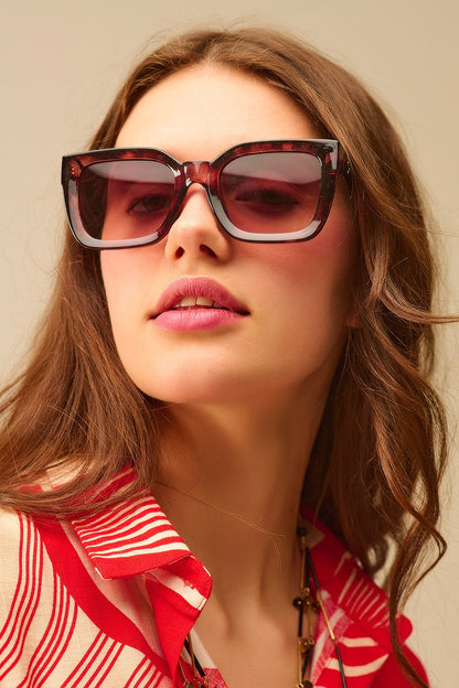 shaded brown Oversized square sunglasses