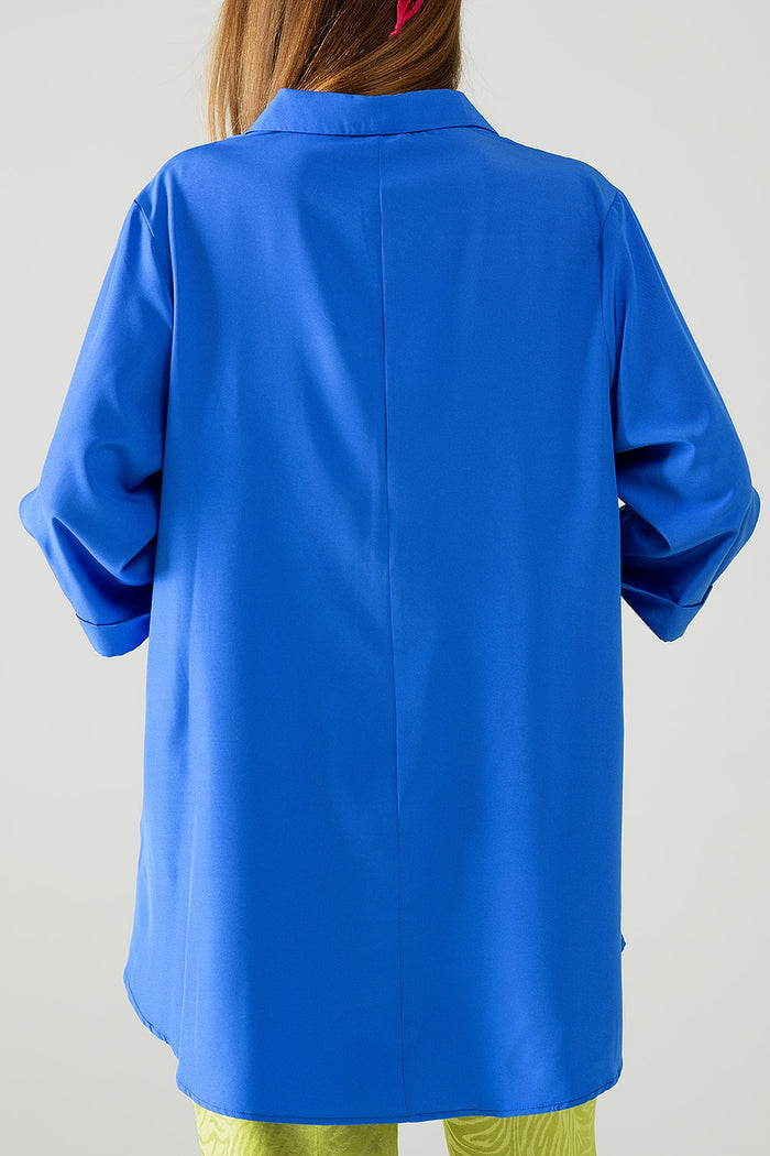Shirt made from very soft and lightweight fabric in electric blue color. - Shirts