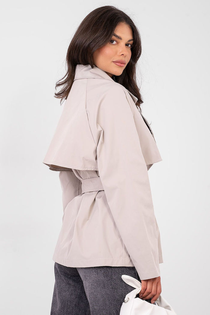 Short Length Coat with Belted Waist - Coats & Jackets