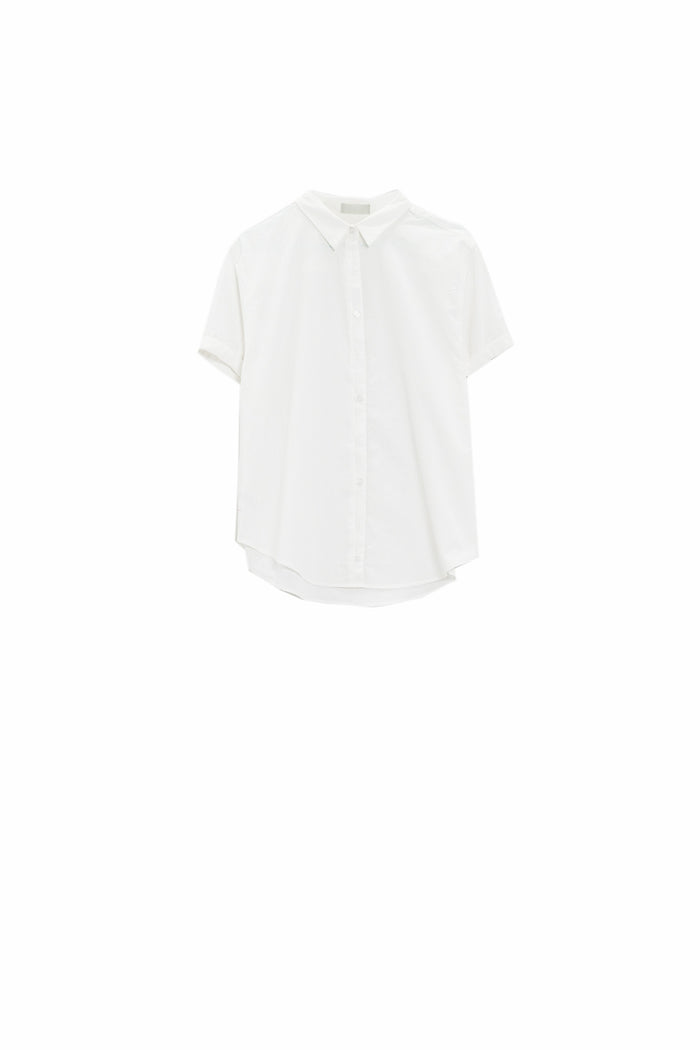Short Sleeve Relaxed Button Up Shirt in white - Shirts