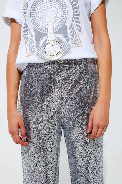 Silver sequin trouser - trousers